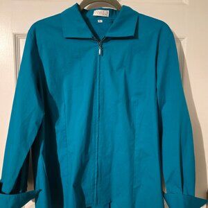 Couleur by Finley Zip Front Swing Teal Blue/Green Jacket Shirt Size L